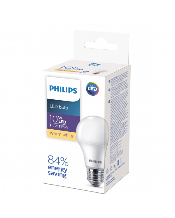 639693 Philips EcoHome LED Bulb 10W E27 3000K A60 (20/2000), 929001955307