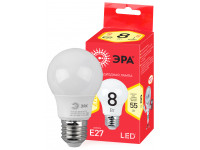 ECO LED A55-8W-827-E27 ЭРА (диод, груша, 8Вт, тепл, E27) (10/100/2000)