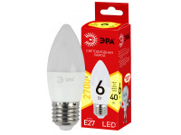 ECO LED B35-6W-827-E27 ЭРА (диод, свеча, 6Вт, тепл, E27) (10/100/3500)