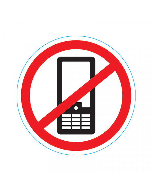 Наклейка запрещающий знак "Использование мобильных телефонов запрещенно" 150*150 мм REXANT, 56-0042