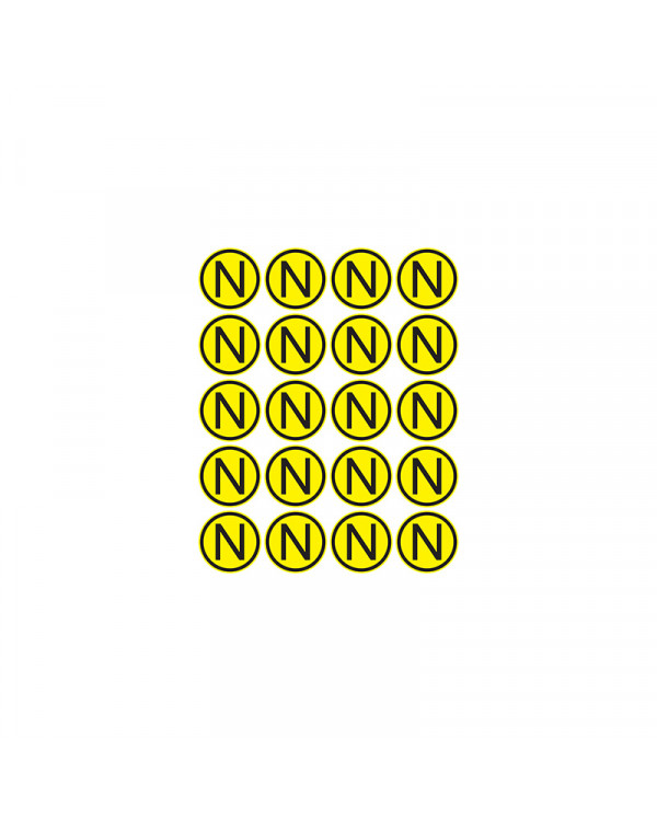 Наклейка знак электробезопасности «N» d - 20 мм REXANT (20шт на листе), 56-0059