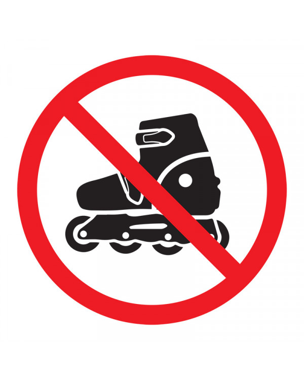 Наклейка запрещающий знак «На роликах не заходить» 150х150 мм, 56-0019