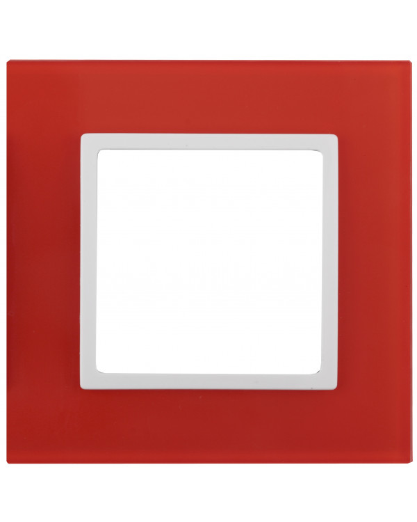 14-5101-23 ЭРА Рамка на 1 пост, стекло, Эра Elegance, красный+бел (10/50/1500), 14-5101-23