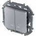Выключатель двухклавишный с подсветкой/индикацией Legrand Inspiria для скрытого монтажа, цвет "Алюминий", номинальный ток 10 А, напряжение ~250В, 673632