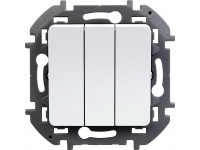 Выключатель трехклавишный Legrand Inspiria для скрытого монтажа, цвет "Белый", увеличенный номинальный ток 20 А, напряжение ~250В.