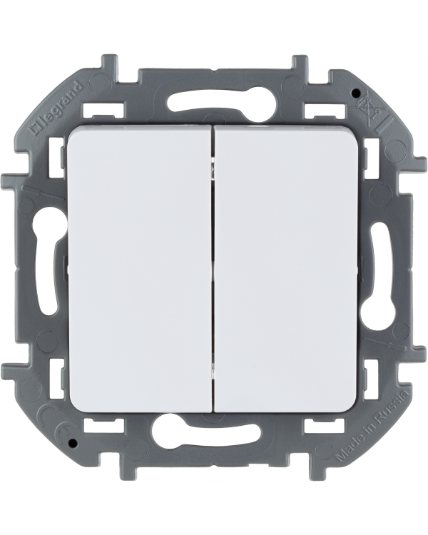 Выключатель двухклавишный Legrand Inspiria для скрытого монтажа, цвет "Белый", номинальный ток 10 А, напряжение ~250В., 673620