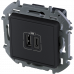 Зарядное устройство Legrand Inspiria для скрытого монтажа , тип А-тип С, цвет "Антрацит". Напряжение ~240В/=5В, максимальный зарядный ток 3000 мА, 673763