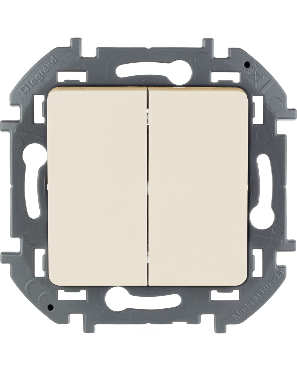 Выключатель двухклавишный Legrand Inspiria для скрытого монтажа, цвет "Слоновая кость", номинальный ток 10 А, напряжение ~250В., 673621