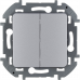 Выключатель двухклавишный Legrand Inspiria для скрытого монтажа, цвет "Алюминий", номинальный ток 10 А, напряжение ~250В., 673622