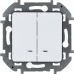 Выключатель двухклавишный с подсветкой/индикацией Legrand Inspiria для скрытого монтажа, цвет "Белый", номинальный ток 10 А, напряжение ~250В, 673630