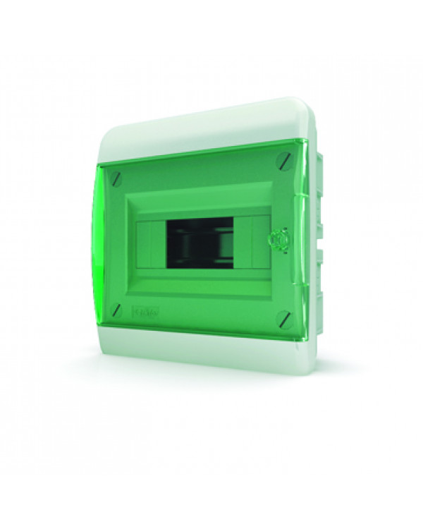 Щит встраиваемый 8 мод. IP41, прозрачная зеленая дверца BVZ 40-08-1, 01-02-002