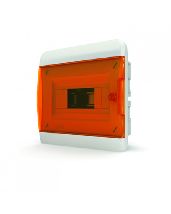 Щит встраиваемый 8 мод. IP41, прозрачная оранжевая дверца BVO 40-08-1, 01-02-003