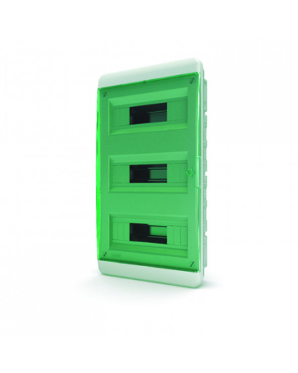 Щит встраиваемый 36 мод. IP41, прозрачная зеленая дверца BVZ 40-36-1, 01-02-062
