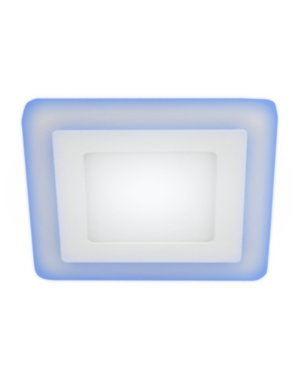 LED 4-9 BL Светильник ЭРА светодиодный квадратный c cиней подсветкой LED 9W 540LM 220V 4000K (40/60, LED 4-9 BL