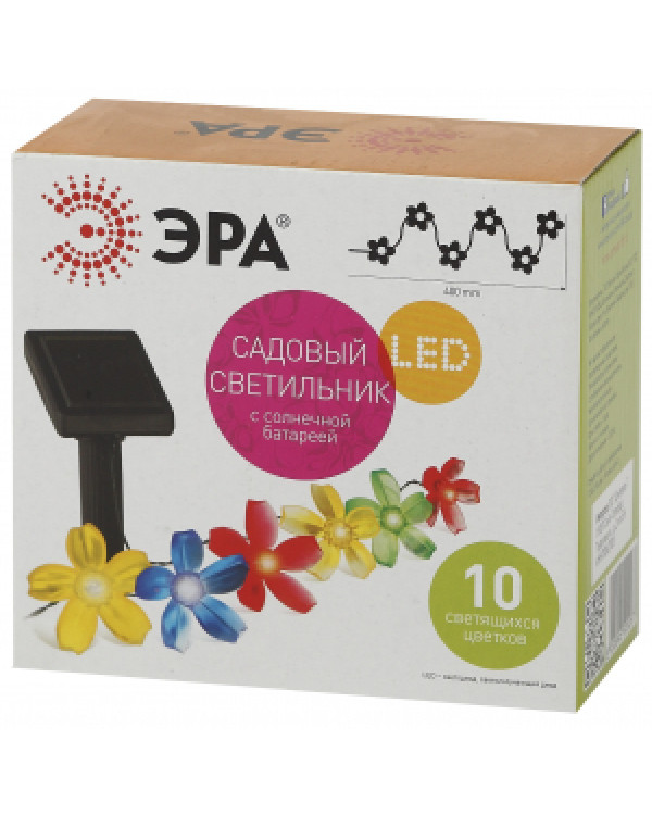 SL-PL400-FLW10 ЭРА Садовый светильник на солнечной батарее, пластик, цветной, черный, длина 400 см (, SL-PL400-FLW10