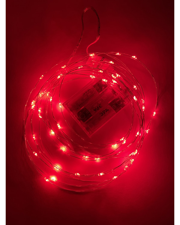 ENIN -5NR ЭРА Гирлянда LED Нить 5 м красный свет, АА (100/2500), ENIN -5NR