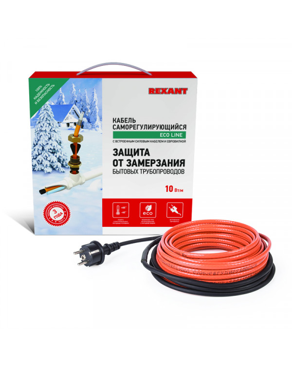 Греющий саморегулирующийся кабель (в трубу) 10HTM2-CT ( 2м/20Вт) REXANT, 51-0601
