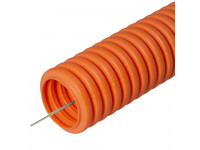 Труба гофрированная ПНД тяжёлая 750 Н безгалогенная (HF) оранжевая с/з д50 (15 м/660 м уп/пал) Промрукав