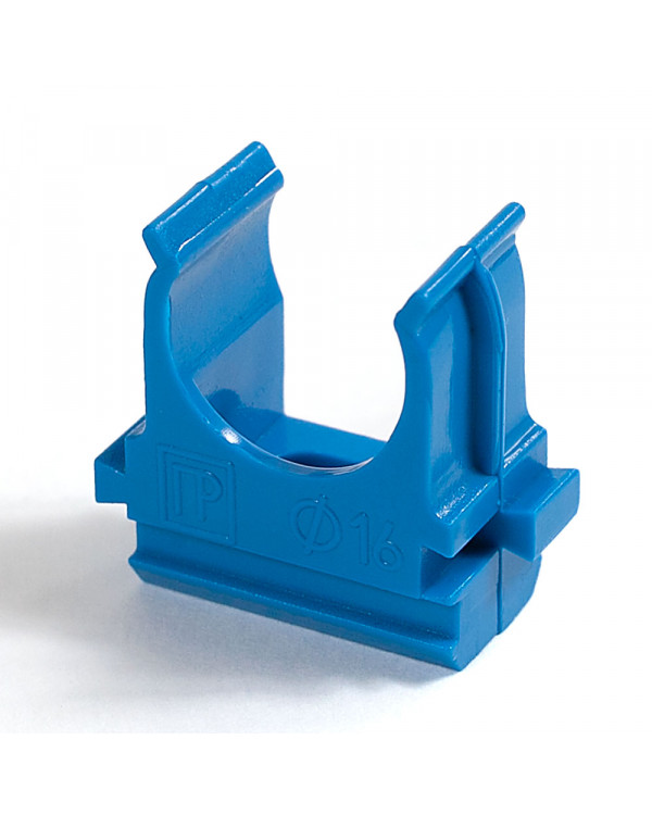Крепёж-клипса для труб АБС-пластик синяя д40 в малой упаковке (10шт/300шт уп/кор) Промрукав