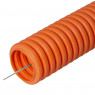 Труба гофрированная ПНД тяжёлая 750 Н безгалогенная (HF) оранжевая с/з д63 (15 м/360 м уп/пал) Промрукав