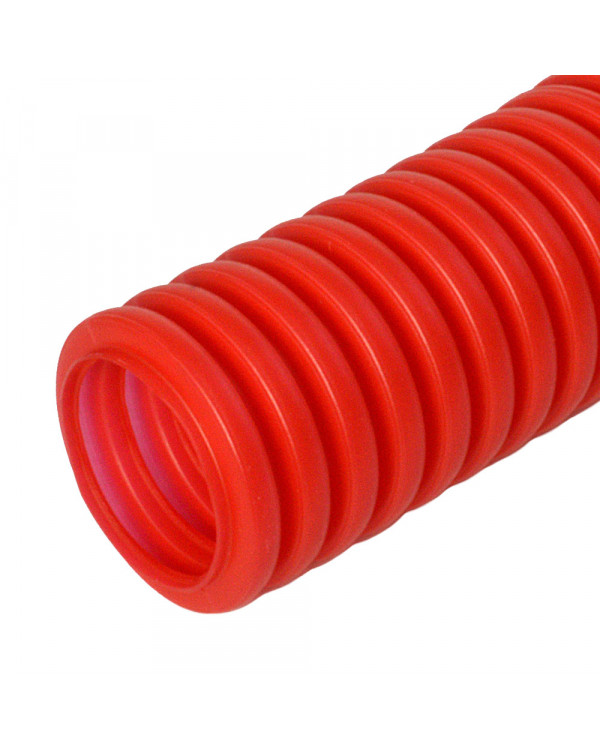 Труба гофрированная ПНД защитная для МПТ (пешель) красная д16/10,7 (100м/5500м уп/пал) Промрукав