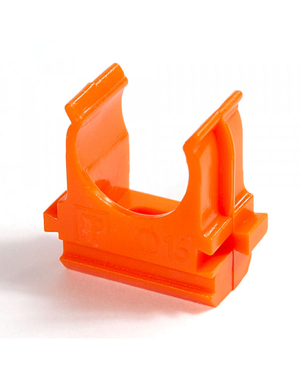 Крепёж-клипса для труб АБС-пластик оранжевая д20 в малой упаковке (10шт/1000шт уп/кор) Промрукав