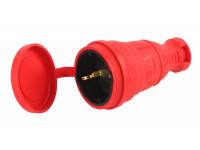 R8-RED-IP44 ЭРА Разъём каучуковый c/з прямой 16A IP44 красный (25/250/1500)