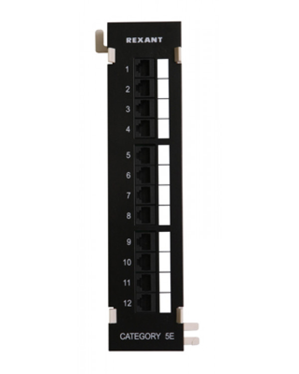 Rexant Патч-панель настенная, 12 портов RJ-45, категория 5е, UTP неэкранированная, черная, 04-0020