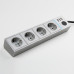 WL20-04-03 / Розеточный блок 4-х местный + 3 USB серебряный/серебряный рифленый, a039976