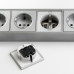WL20-04-03 / Розеточный блок 4-х местный + 3 USB серебряный/серебряный рифленый, a039976